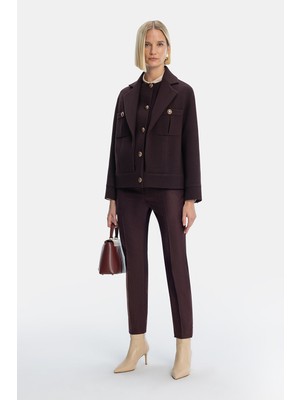 Vakko Burgundy Pea Coat