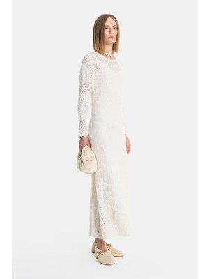 Vakko Ecru Knitted Dress