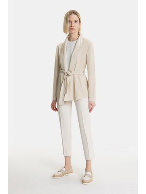 Vakko By Peserıco Beige Slim-Leg Trousers