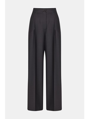 Vakko Black Wide-Leg Trousers