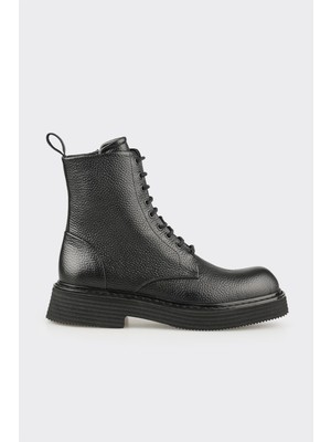 Elle Black Leather Men's Casual Boots