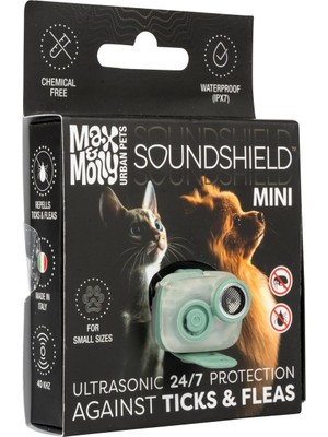 Max & Molly Soundshield Mını: Ultrasonik Pire ve Kene Kovucu Tasma - Kimyasal Içermeyen Güvenli Koruma (Jade)