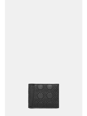 Vakko Black Monogram Leather Wallet