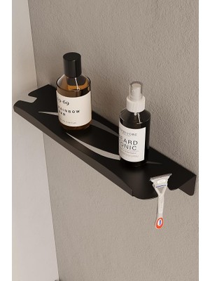 Çelik Banyo Rafı - Yapışkanlı Duş Askısı Şampuan Rafı Mat Siyah Askılık