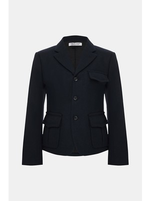 Comme Des Garçons Comme Des Garcons Navy Buttoned Wool Jacket