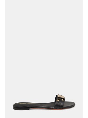 Santoni Santonı Black Leather Slippers