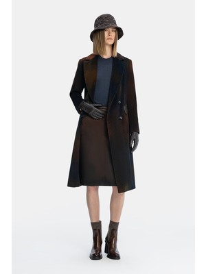 Vakko Brown Leather Skirt