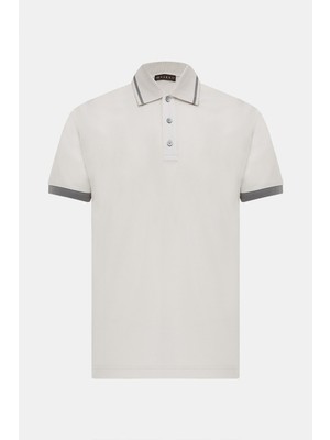 Vakko Light Grey Polo Collar Short Sleeve T-Shirt