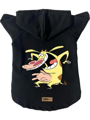 Monopetz Kapişonlu Polar Sweatshirt Köpek ve Kedi Kıyafeti & Elbisesi Siyah Inek Xl