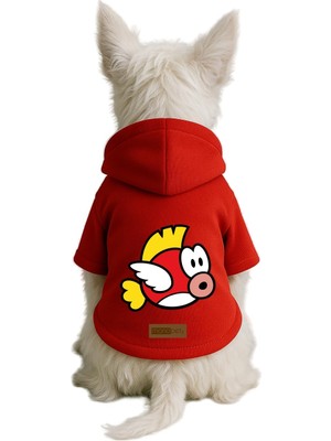 Monopetz Baskılı Içi Polarlı Köpek ve Kedi Kıyafeti & Elbisesi - Kırmızı Renk Kapüşonlu Hoodie B7F3C 3xl