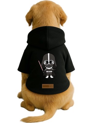 Monopetz Baskılı Içi Polarlı Köpek ve Kedi Kıyafeti & Elbisesi - Siyah Renk Kapüşonlu Hoodie BFE3A 6xl