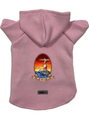 Monopetz Kapişonlu Polar Sweatshirt Köpek ve Kedi Kıyafeti & Elbisesi Pembe Deniz Feneri L