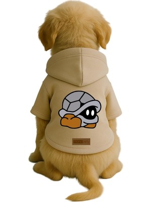 Monopetz Baskılı Içi Polarlı Köpek ve Kedi Kıyafeti & Elbisesi - Bej Renk Kapüşonlu Hoodie B0B3B 6xl