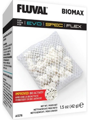 Fluval Biomax, Faydalı Bakteriler Için Karmaşık Gözenek Sistemli Organik Halkalar, Flex 34 L, 57 L ve 123 L ve Spec 1, 3 ve 5 Akvaryumlar Için Uygundur, 42 G