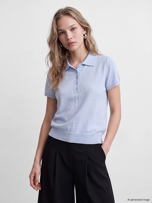 Lc Waikiki Yeni Sezon Mavi Polo Yaka Kadın Triko Kazak