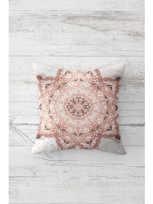 Pelangi Mandala Desenli Çift Tarafı Baskılı Gizli Fermuarlı Yastık Kılıfı Kırlent Koltuk Yastık Kılıfı, Pembe- Beyaz 45 x 45, 24691227945451