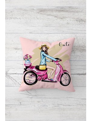 Pelangi Gold Etnik Desenli Çift Tarafı Baskılı Gizli Fermuarlı Yastık Kılıfı Kırlent Koltuk Yastık Kılıfı, Pembe 45 x 45, 2469117145451