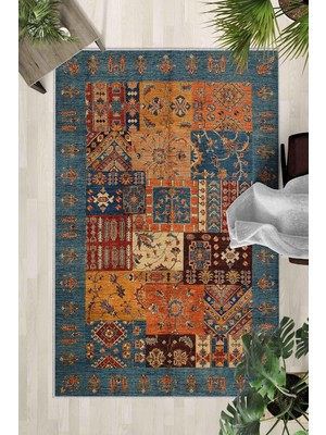 Monnhein Çok Renkli Halı 0142 - Yıkanabilir, Kaymaz Taban, Dijital Baskılı, Leke Tutmaz, Ince Hav, Modern Salon, Oturma Odası, Yatak Odası ve Mutfak Için Dekoratif Halı