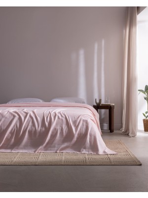 Mathilda King Size Pamuklu Ecocell Düz Pike - Pudra