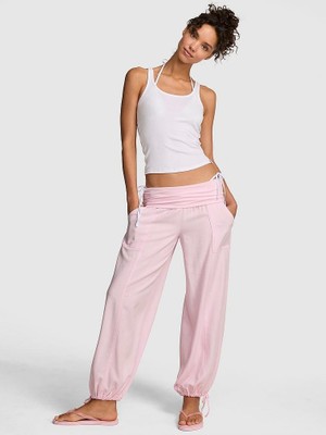 Victoria's Secret Fold-Over Waist Linen Sweatpants