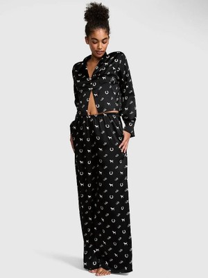 Victoria's Secret Grw Pınk™ Satin Long-Sleeve Top And Bottoms Pajama Set