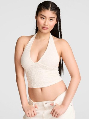 Victoria's Secret Pınk Base Lace Halter Neck Top
