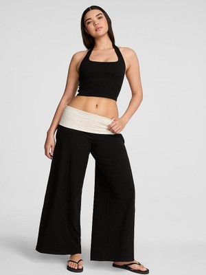 Victoria's Secret All-Day Cotton Foldover Waist Wide-Leg Pants