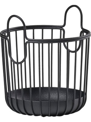 Zone Denmark Inu Saklama Sepeti, Mutfak, Banyo, Çocuk Odası, Ev Ofis Için Küçük Saklama Sepeti, Metal, Çap 10,5 Cm, Yükseklik 13,5 Cm, Siyah
