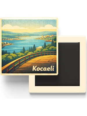 Kocaeli - Körfez Manzarası - Baskılı Buzdolap Magneti Kare - 9x9 cm