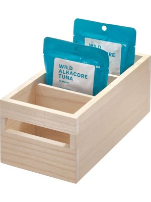 Idesign Aufbewahrungsbox Mit Griffen Und Fächern, Küchenschrank Organizer Aus Paulownia-Holz Für Regal Oder Vorratsschrank, Vielseitige Kiste Zur Aufbewahrung, Beige