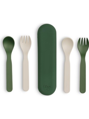 Citron Citron Bio-Based 2'li Çatal Kaşık Takımı ve Kutusu - Green/cream 1196953