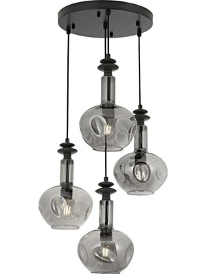 Avonni AV-60404-4T-GR Siyah Kaplama Modern Avize E27 Metal Cam 35CM
