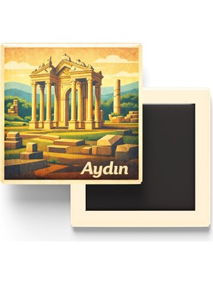 Aydın - Aphrodisias Antik Kenti - Baskılı Buzdolap Magneti Kare - 9x9 cm