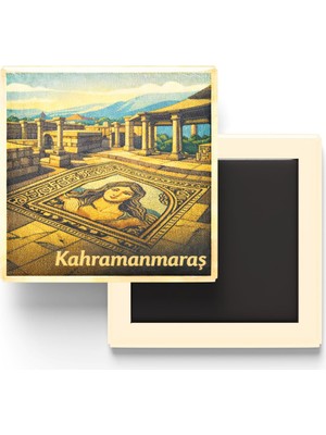 Kahramanmaraş - Germanicia Mozaikleri - Baskılı Buzdolap Magneti Kare - 9x9 cm