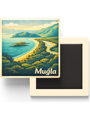 Muğla - Ölüdeniz - Baskılı Buzdolap Magneti Kare - 9x9 cm