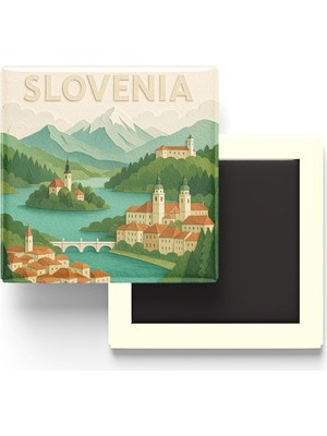 Slovenya - Paper Cut Art - Baskılı Buzdolap Magneti Kare - 9x9 cm