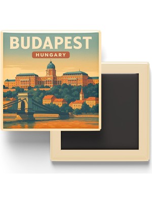 Budapeşte Macaristan - Buda Kalesi - Baskılı Buzdolap Magneti Kare 9x9 cm