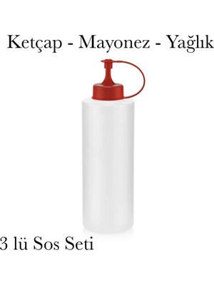 3 Adet Sos Şişesi Ketçap Mayonez ve Yağlık Seti Bpa Içermez 600 ml