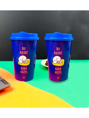 Giftmoda 2'li Bu Hayat Sana Güzel Tasarımlı Plastik Kahve Bardağı