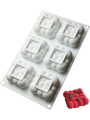 Siliko World Silikon 6'lı Bubble, Bulut Şekilli Çikolata, Sabun, Mum, Kek Kalıbı,pasta Kalıbı, Beyaz
