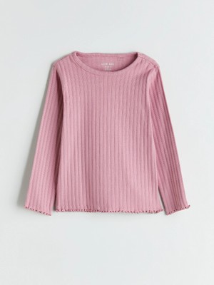 Lc Waikiki Yeni Sezon Pembe Bisiklet Yaka Çizgili Kız Bebek Bluz