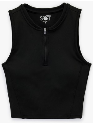 Myg Plus Fermuarlı Yaka Kolsuz Slim Fit Sporcu Atleti