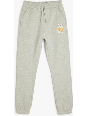 Myg Plus Koton Cep Detaylı Beli Bağlamalı Baskılı Şardonlu Jogger Eşofman Altı