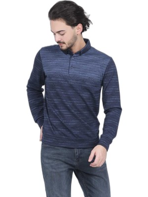 Myg Plus Raymons Erkek Desenli Polo Yaka Triko Sweat 6782257 Indigo
