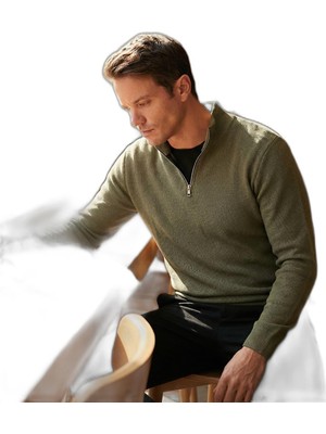 Myg Plus Buratti Pamuklu Relaxed Fit Yarım Fermuarlı Sıfır Yaka Örme Sweat Erkek Sweat 5901076