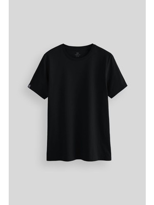 Myg Plus Siyah Erkek Basic Kısa Kol Standart Kalıp O Yaka T-Shirt - 87911
