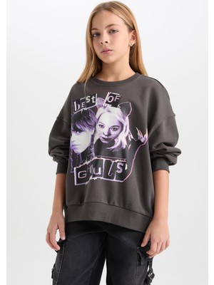 Myg Plus Defacto Wednesday Oversize Geniş Kalıp Bisiklet Yaka Sweatshirt Kız Çocuk D6063A824WN