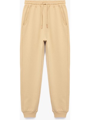 Myg Plus Pamuklu Beli Lastikli Şardonlu Jogger Basic Eşofman Altı