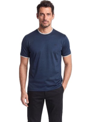 Myg Plus Erkek Regular Fit Yuvarlak Çizgili Yakalı Metalik Logo Detaylı Kısa Kollu Bej T-Shirt 26411008SM-348