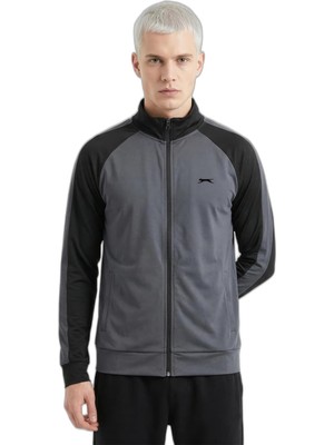 Myg Plus Slazenger Redora Erkek Dik Yaka Fermuarlı Koyu Gri Sweatshırt